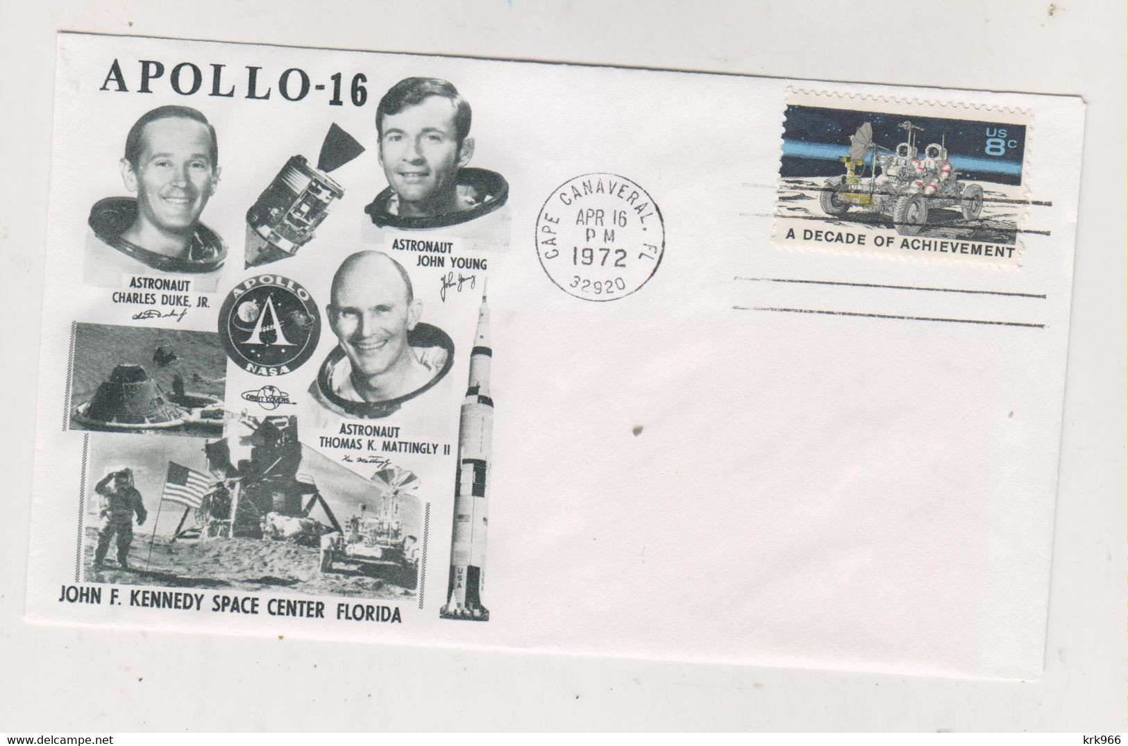 UNITED STATES SPACE 1972 APOLLO 16 Nice Cover - North  America