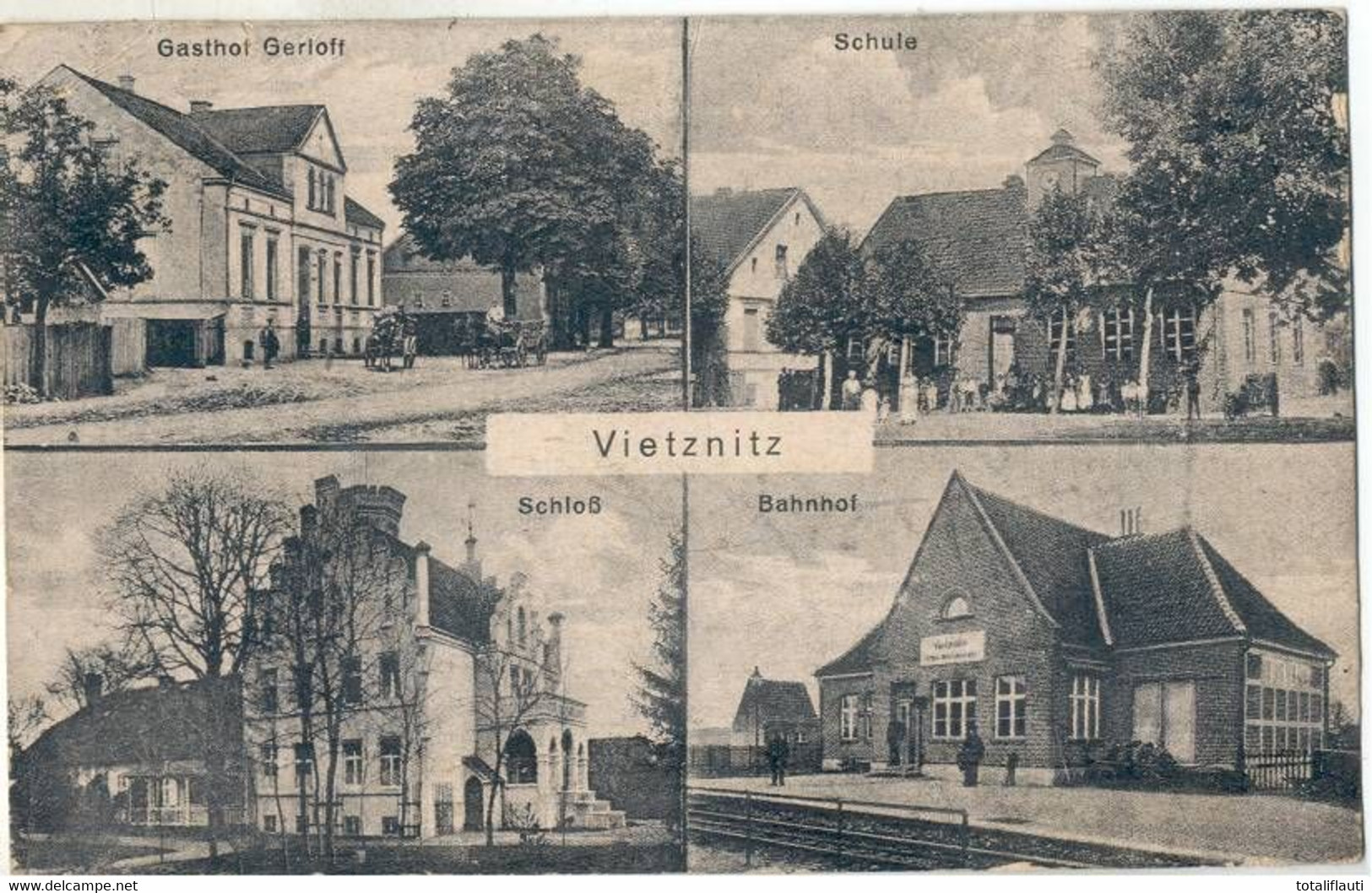 Vietznitz Bahnhof An Bahn Hamburg Berlin Schloß Gasthof Gerloff Schule 28.8.1920 Gelaufen - Friesack