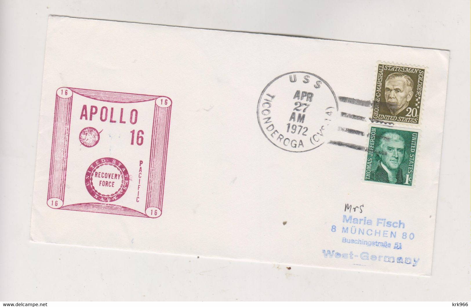 UNITED STATES SPACE 1972 APOLLO 16 Nice Cover - North  America