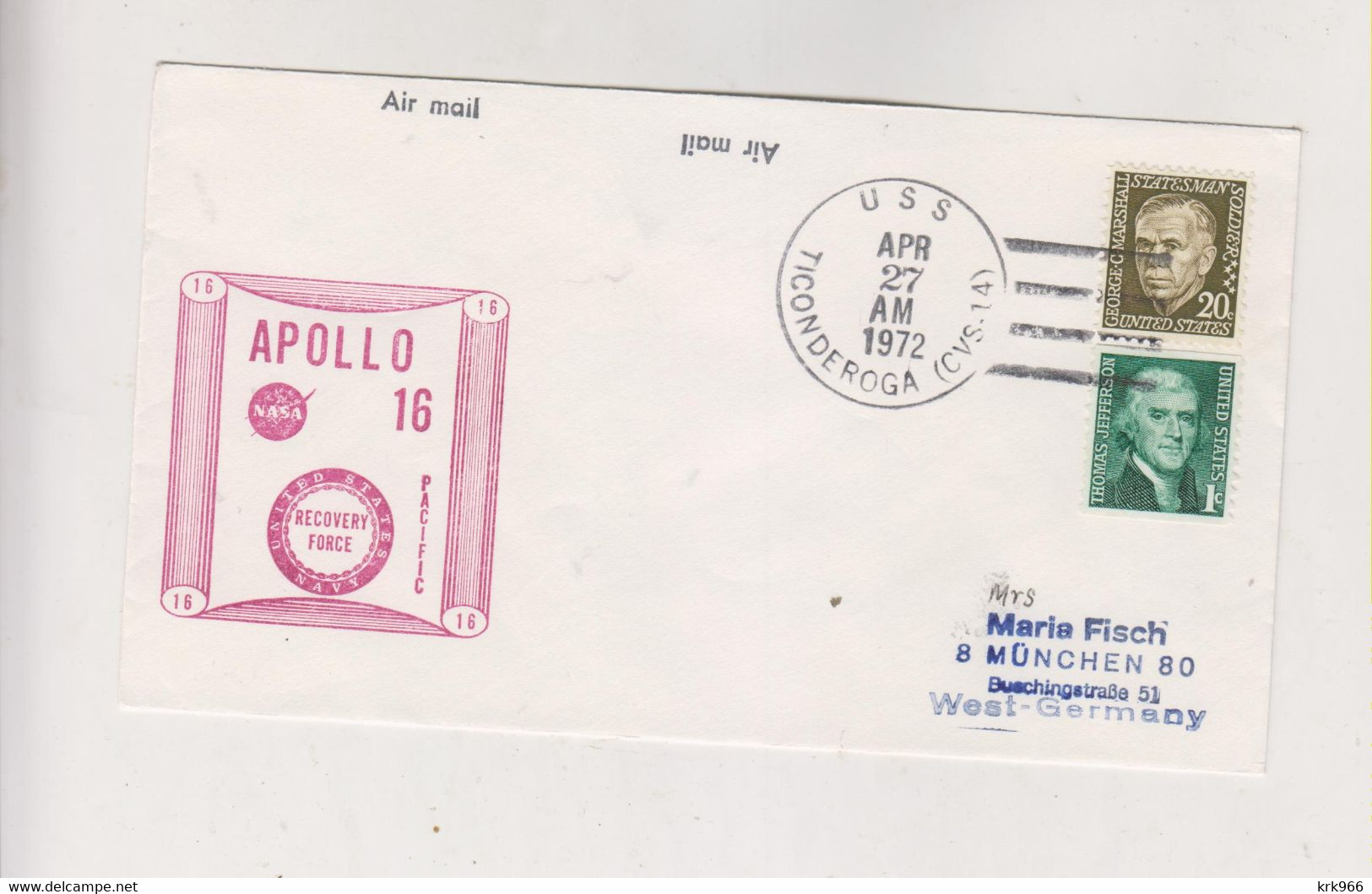 UNITED STATES SPACE 1972 APOLLO 16 Nice Cover - North  America