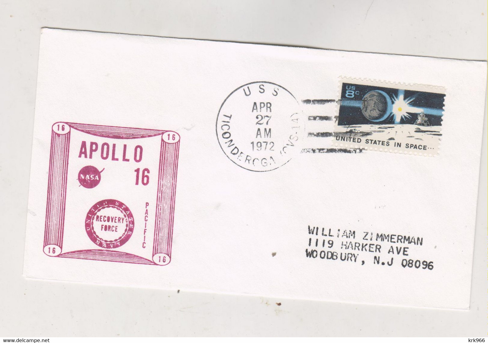 UNITED STATES SPACE 1972 APOLLO 16 Nice Cover - North  America