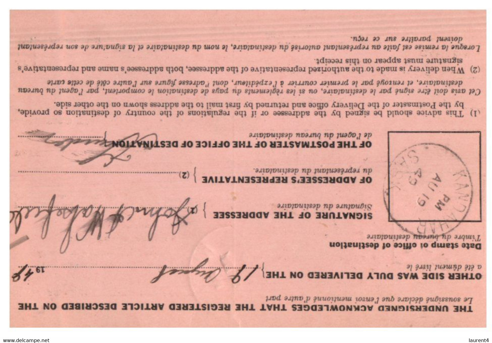 (X23) Canada - 1949 - Registered Article Notice - Sonstige & Ohne Zuordnung