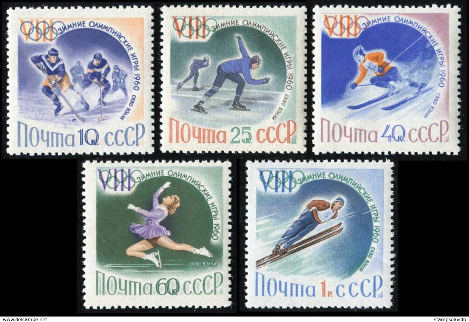 1960	Russia USSR	2317-2321	1960 Olympic Games In Squaw Valley - Inverno1960: Squaw Valley