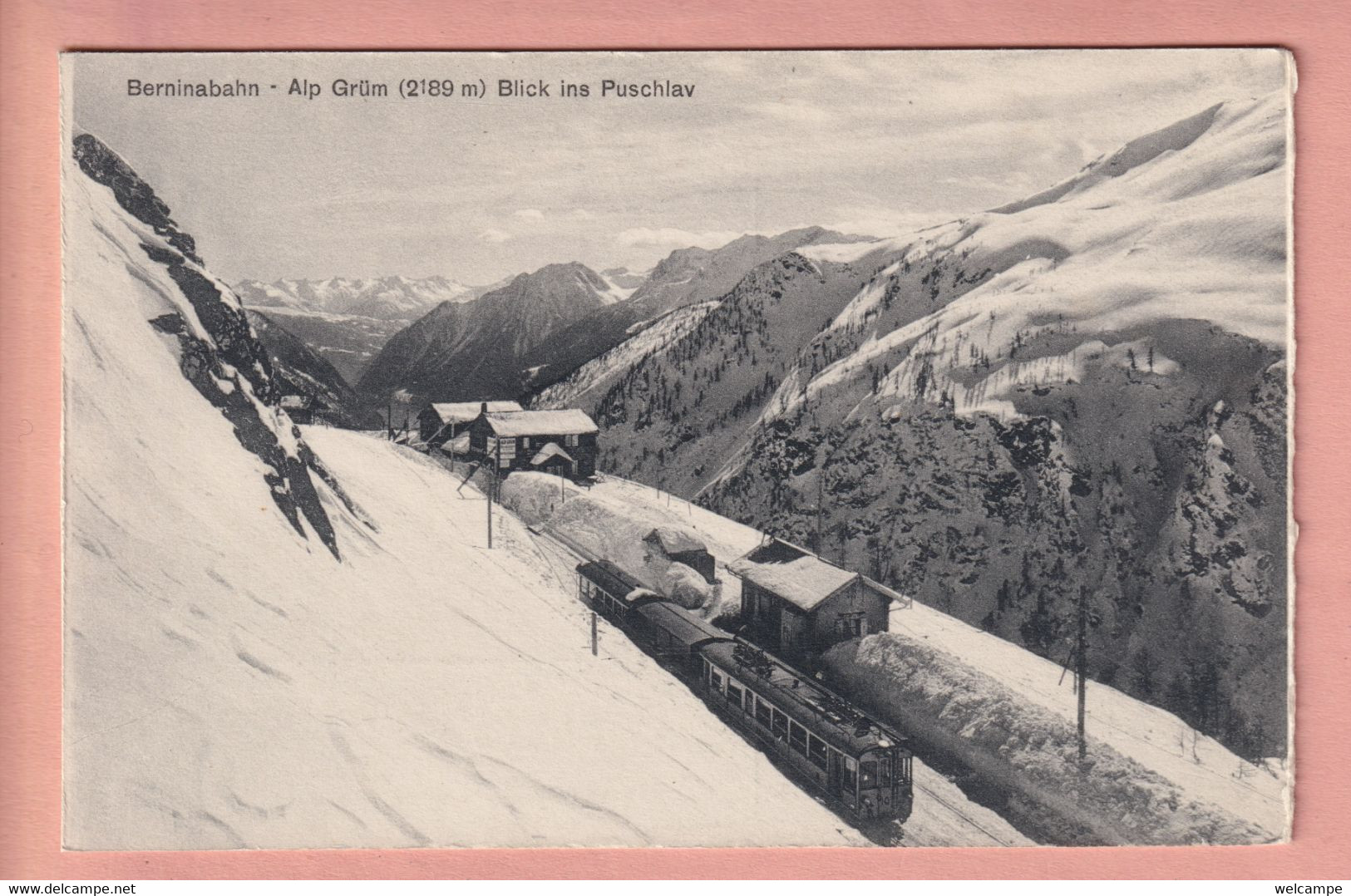 OUDE FOTO POSTKAART ZWITSERLAND - SCHWEIZ - TREIN - BAHN - BERNINABAHN - ALP GRUEM - Autres & Non Classés