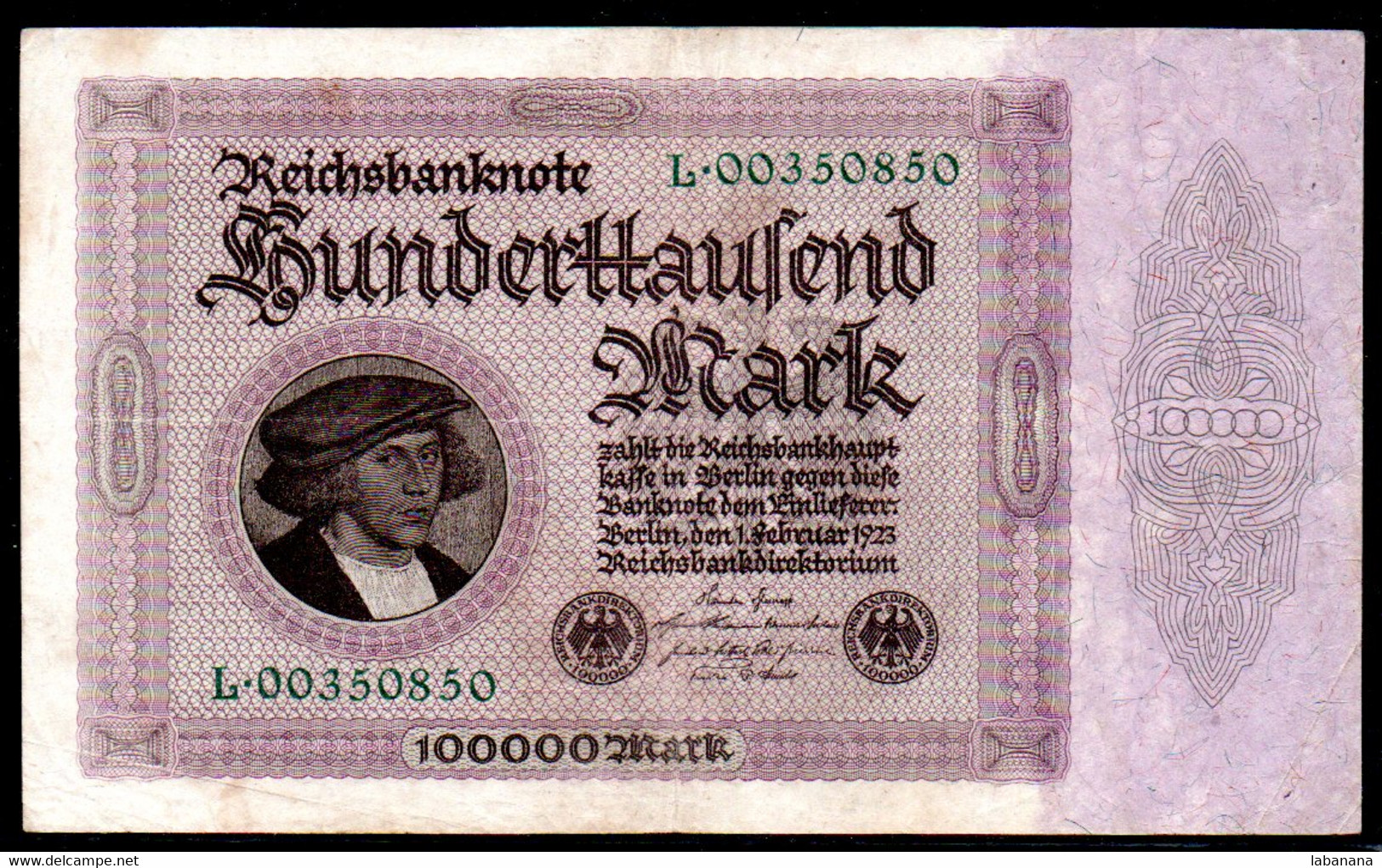 554-Allemagne Billet De 100 000 Mark 1923 L003 - Imperial Debt Administration