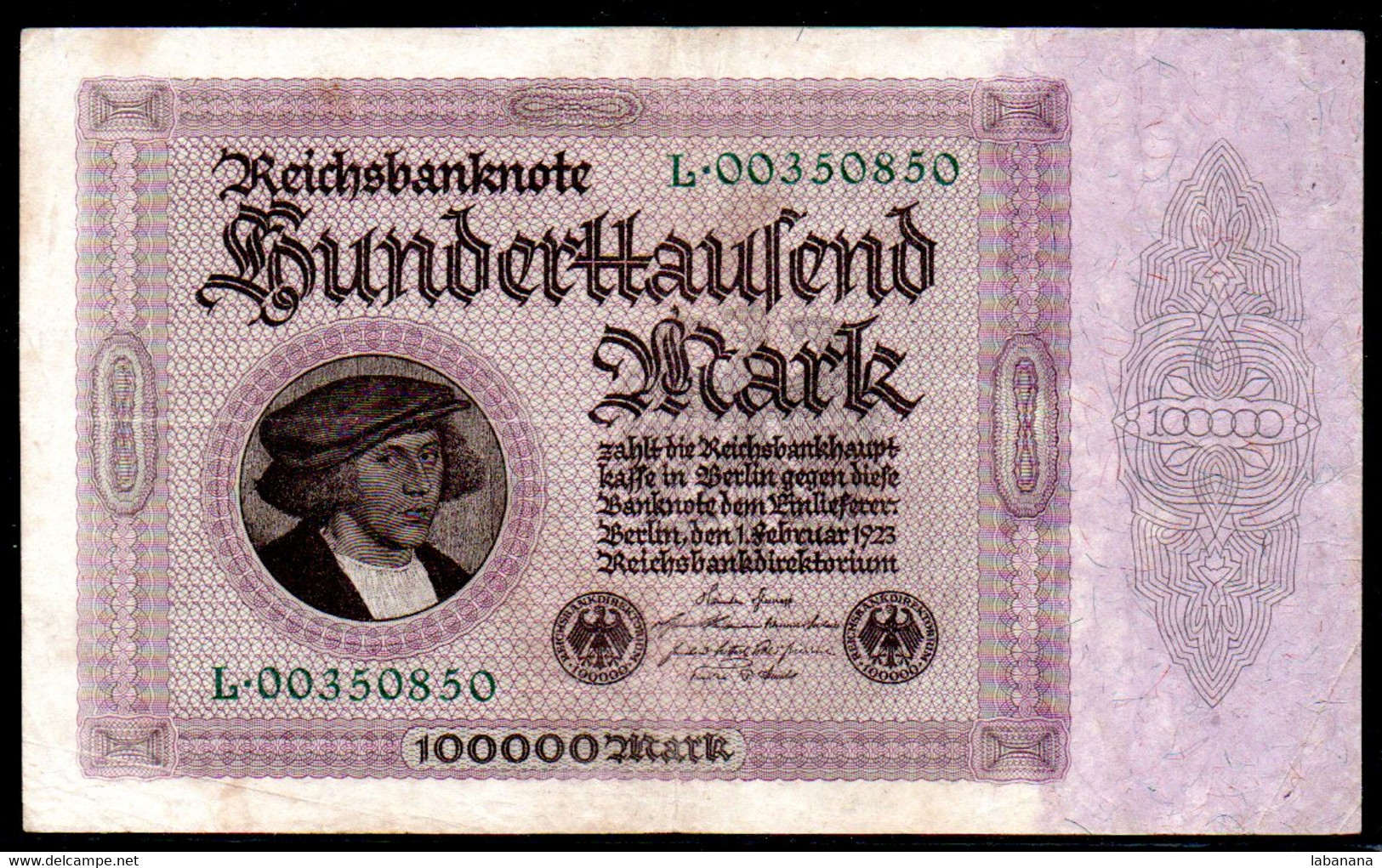 554-Allemagne Billet De 100 000 Mark 1923 L003 - Bestuur Voor Schulden