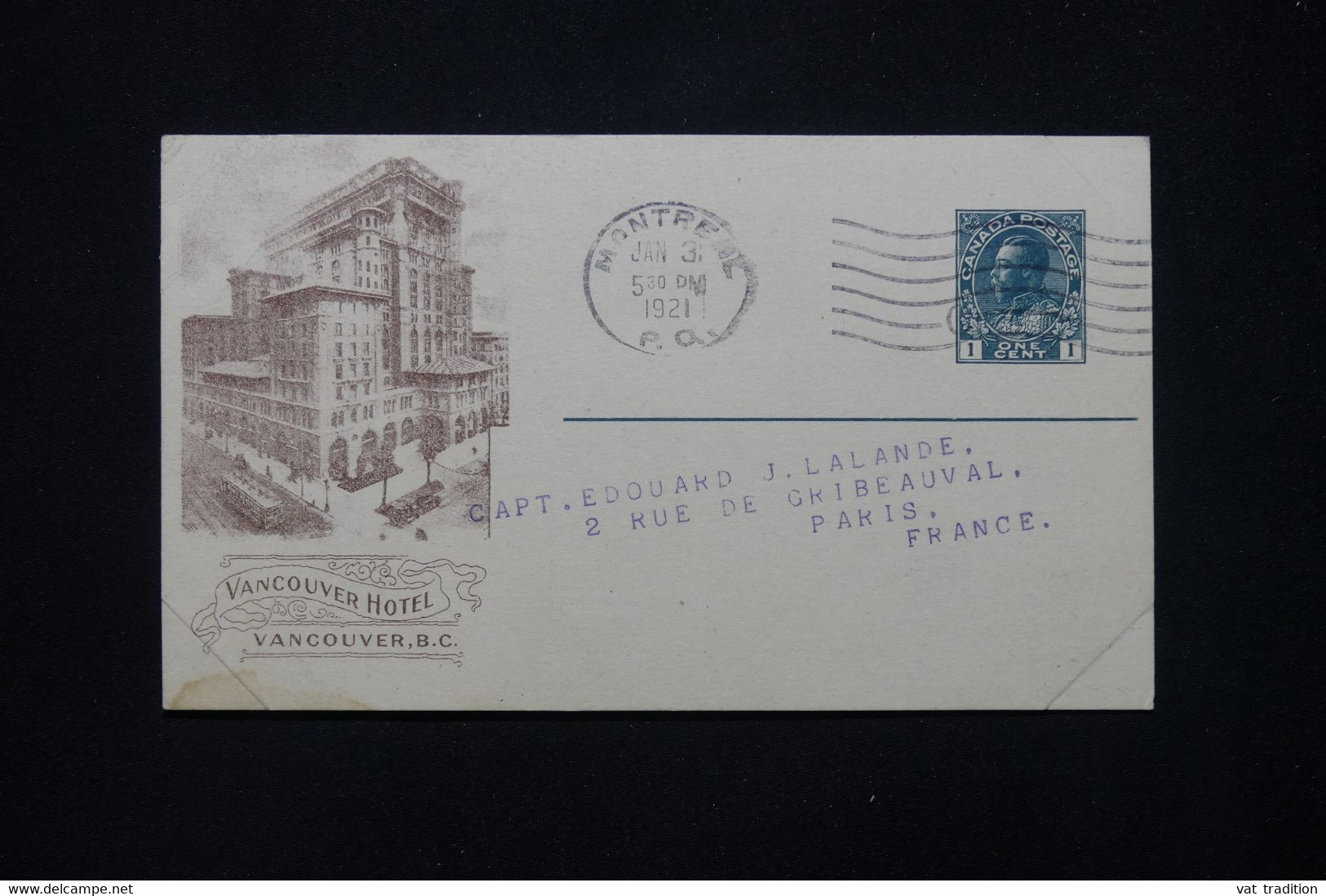 CANADA - Entier Postal Illustré De La Canadian Pacific Railway Cie  Pour La France En 1921 - L 79388 - 1903-1954 Rois