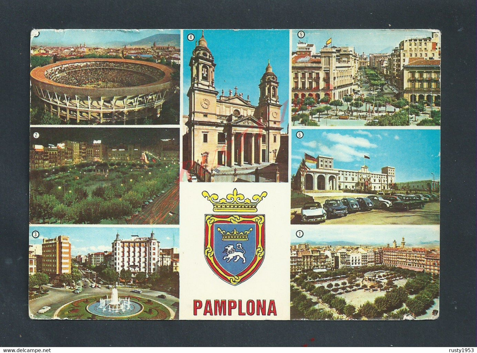 CPSM SUR TIMBRE D ESPAGNE SUR TIMBRE FRANCE PAMPLONA POU Mme LARBEY 77 CHELLES : - Cartas & Documentos