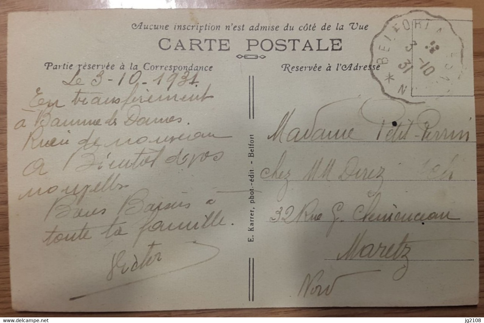 Carte Postale Baumes Les Dames Rue Faivre D'esnans 1931 Tabacs épicerie - Baume Les Dames