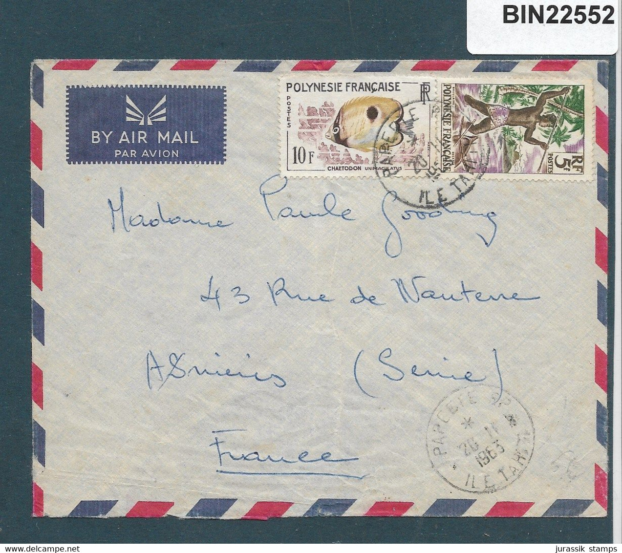 TAHITI   - 1963 COVER PAPEETE TO FRANCE  - 22552 - Briefe U. Dokumente