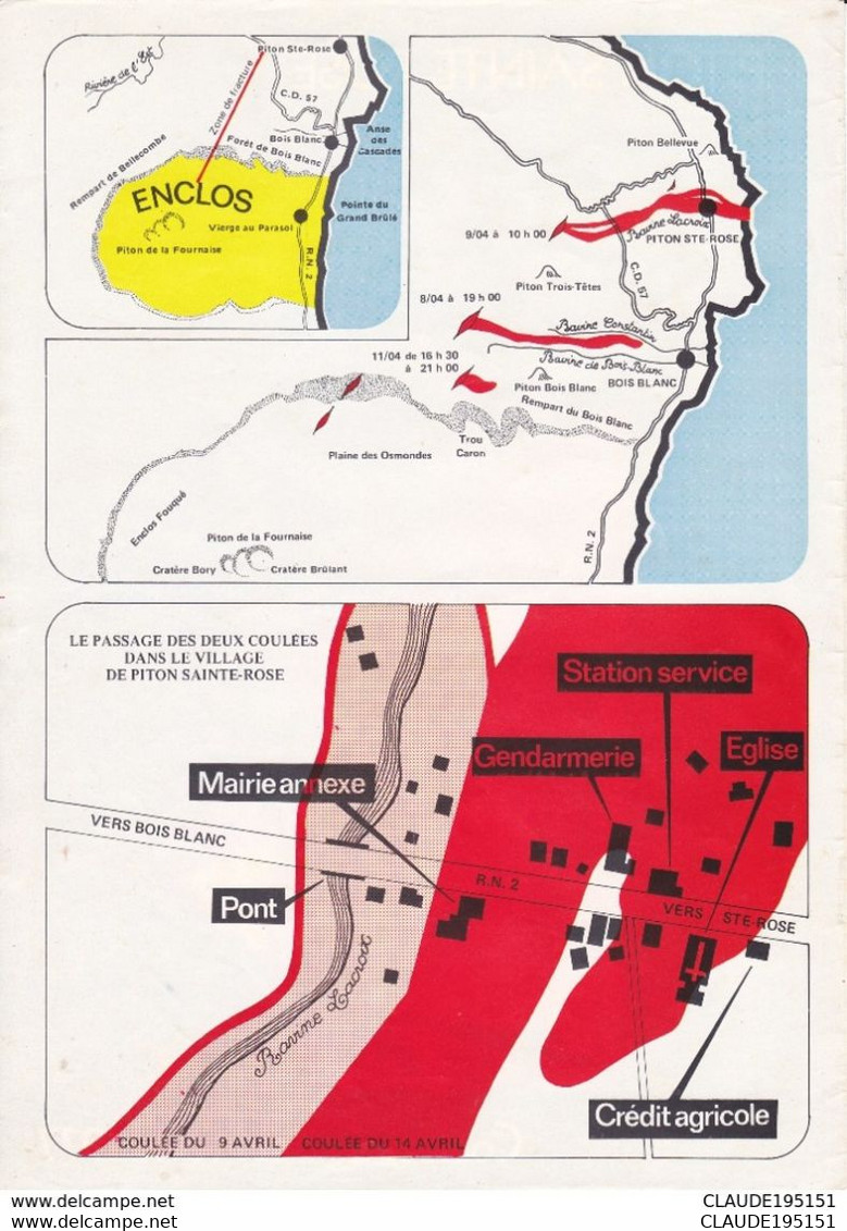 PITON SAINTE ROSE   ILE DE LA REUNION       COULEES DU 9 ET 14 AVRIL 1977 - Outre-Mer