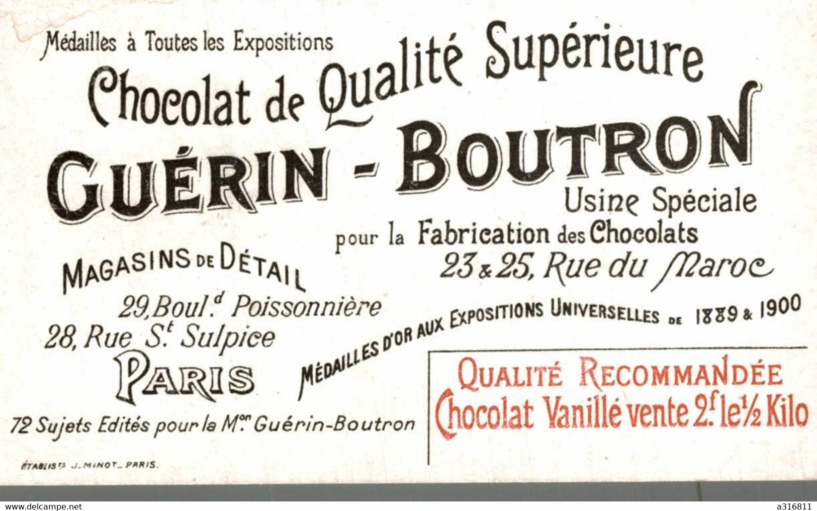 Chromo  CHOCOLAT GUERIN BOUTRON RAFFINERIE DE SUCRE - Guerin Boutron
