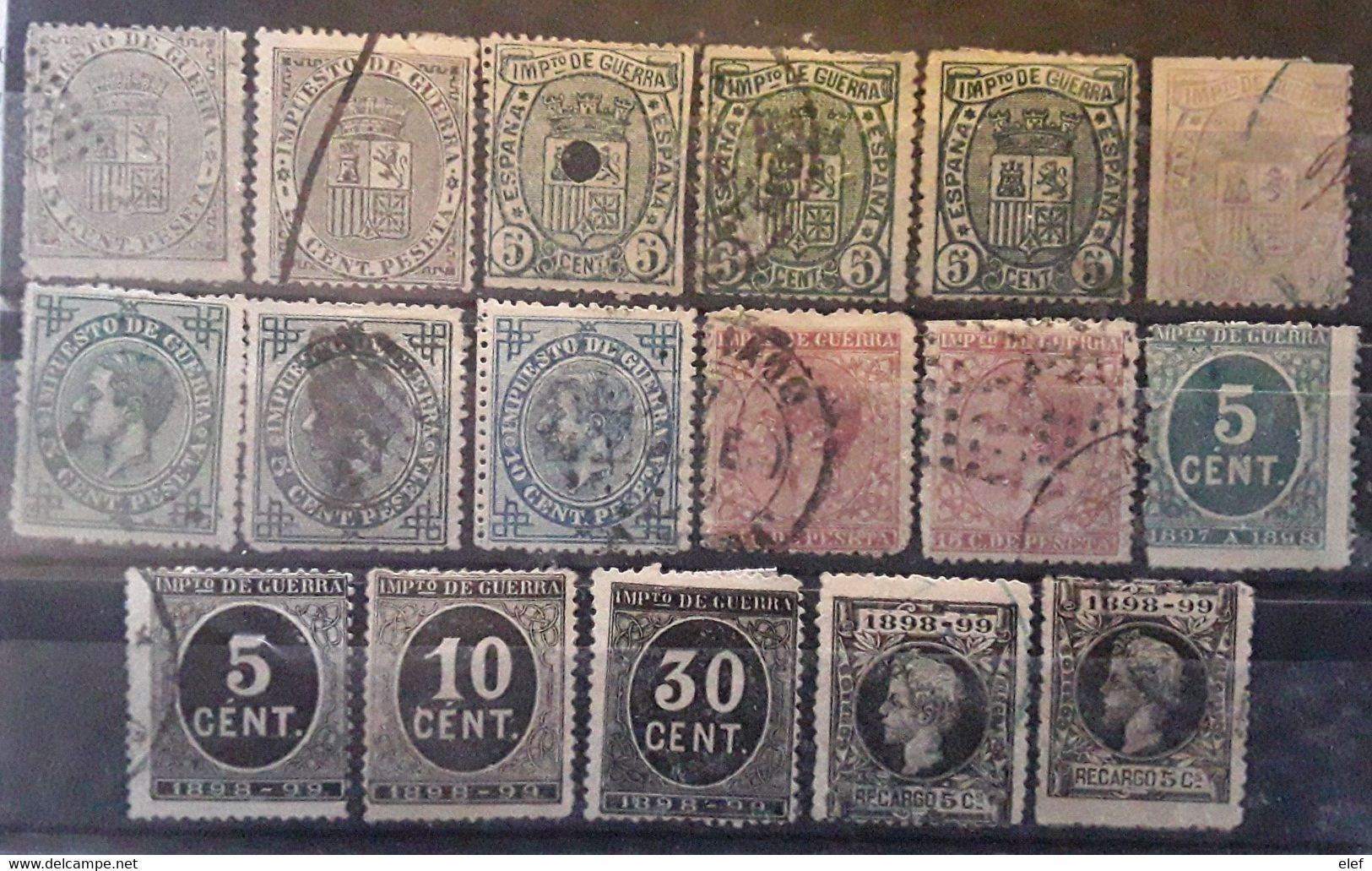 ESPANA ESPAGNE SPAIN,  Collection Impuesto De Guerra 1873 - 1898 , 17 Timbres Neufs Et Obl Entre Yvert 1 - 27, BTB - Impuestos De Guerra