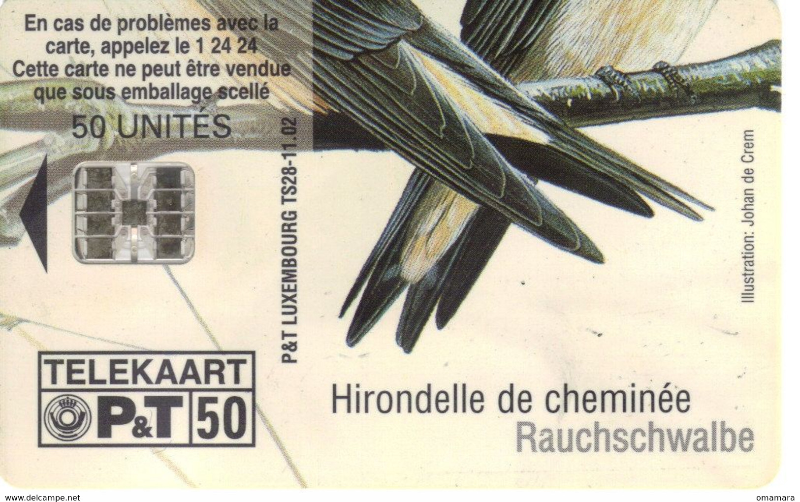 HIRONDELLE De Cheminée, Rauchschwalbe  Télécarte Du Luxembourg Année 1995 - Songbirds & Tree Dwellers