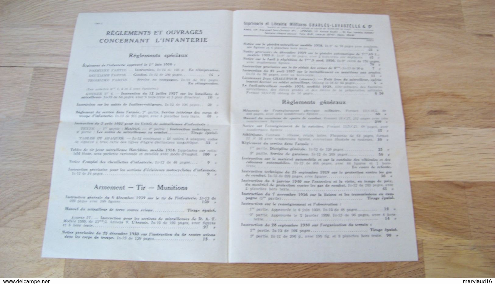 Feuillet Catalogue Imprimerie Et Librairie Militaire Charles-Lavauzelle Limoges 87 - Other & Unclassified