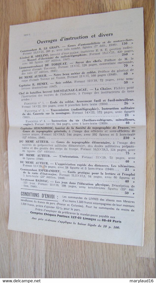 Feuillet Catalogue Imprimerie Et Librairie Militaire Charles-Lavauzelle Limoges 87 - Otros & Sin Clasificación