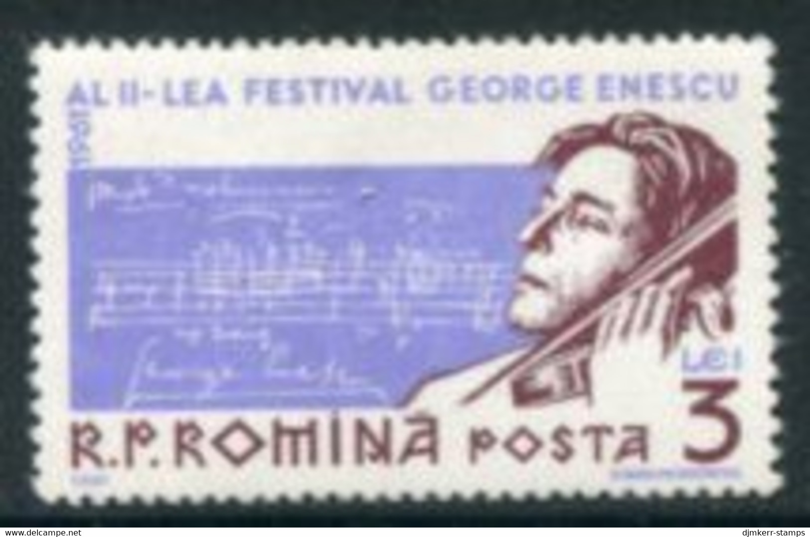 ROMANIA 1961 Enescu Music Festival MNH / **.  Michel 1993 - Unused Stamps