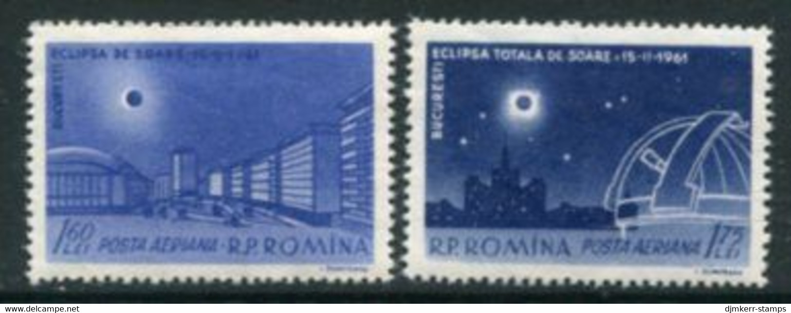 ROMANIA 1961 Solar Eclipse MNH / **.  Michel 1991-92 - Unused Stamps
