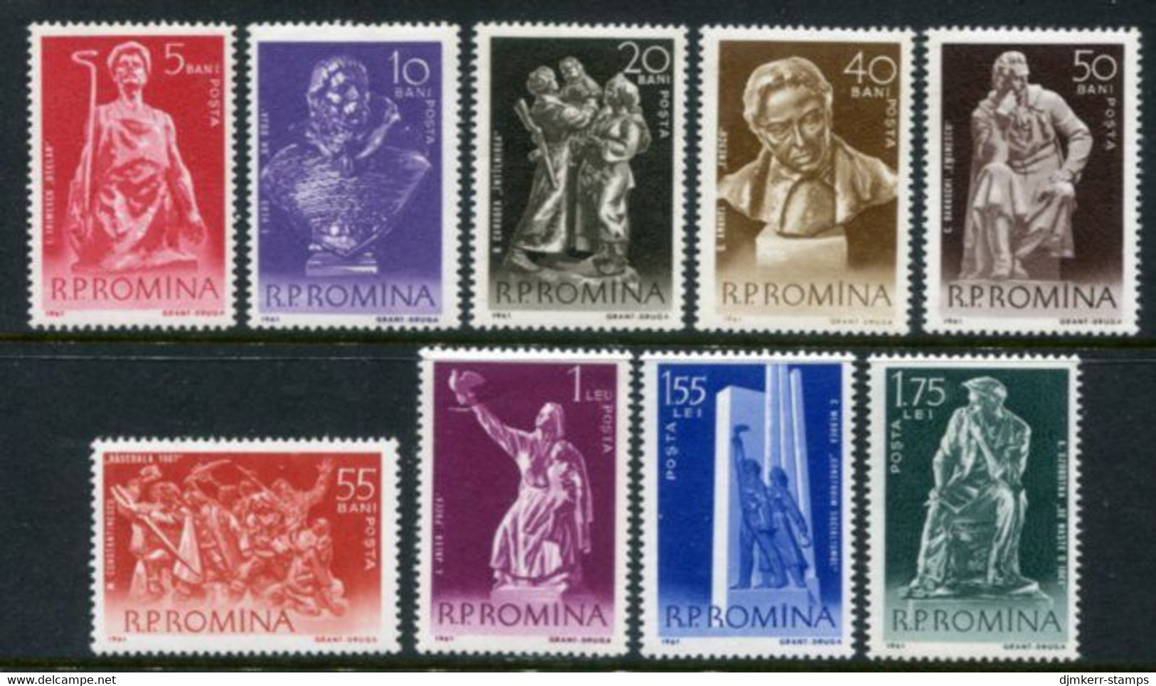 ROMANIA 1961 Sculptures MNH / **.  Michel 1942-50 - Unused Stamps