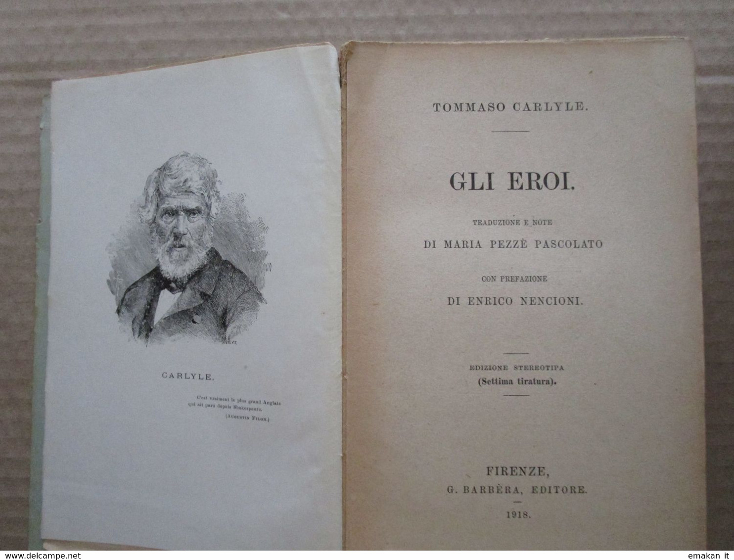 # GLI EROI / TOMMASO CARLYLE / BARBERA EDITORE FIRENZE - 1918 DA LETTURA - Società, Politica, Economia