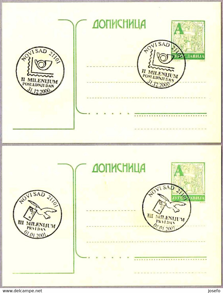 CAMBIO DE MILENIO - CHANGE OF MILLENNIUM. Novi Sad 2000-2001. Set 2 Cancels - Horlogerie