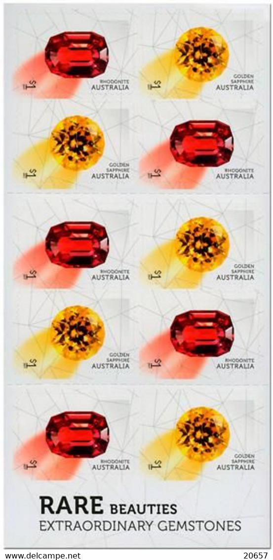 Australie Australia 4421/27 Timbres + Carnet Autoadhésifs + Bf 231, Pierres Précieuses, Diamant, Saphir - Autres & Non Classés