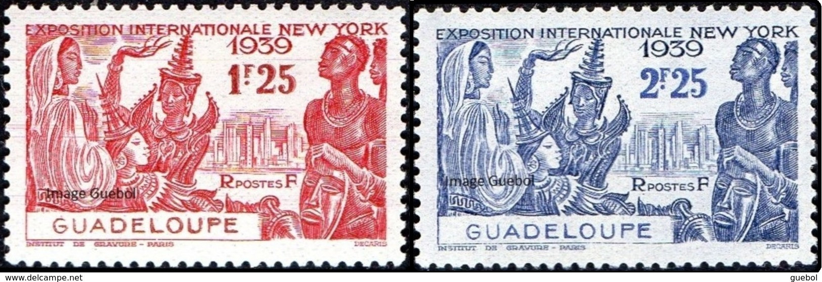 Détail De La Série Exposition Internationale De New York ** Guadeloupe N° 140 Et 141 - 1939 Exposition Internationale De New-York