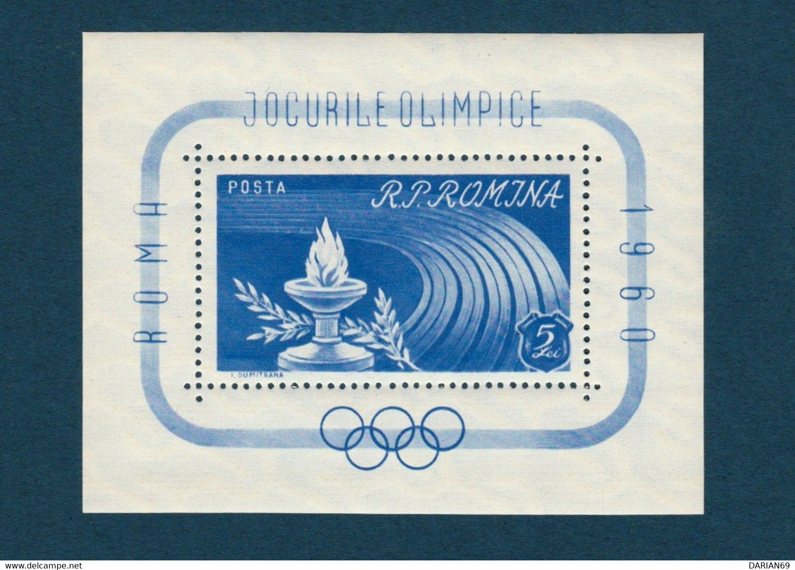 ROMANIA 495, 1960, Olympic Games - Rome, Italy, BLOCK PERF, Jeux Olympiques - Rome, Italie - Sonstige & Ohne Zuordnung