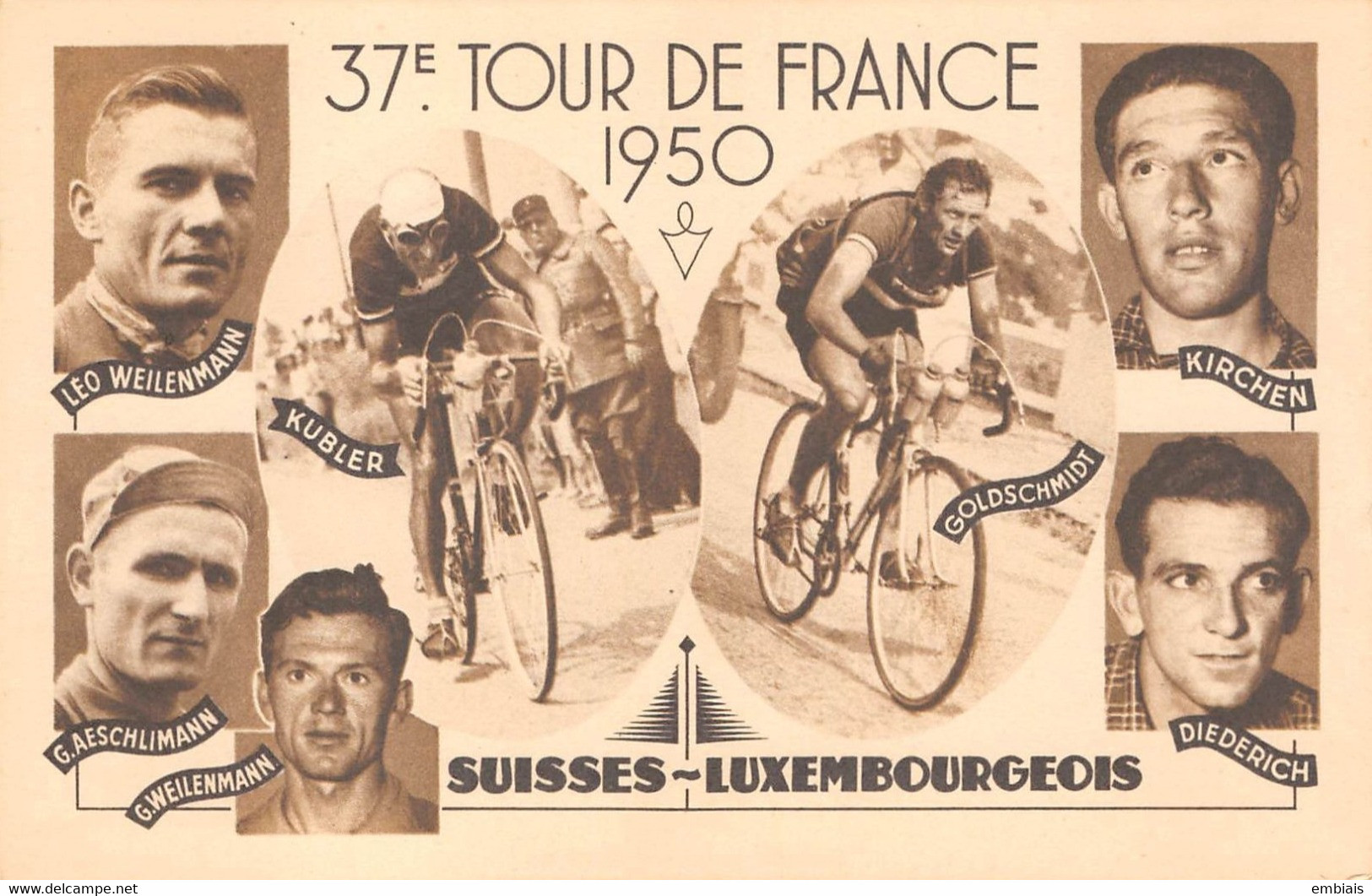 TOUR DE FRANCE 1950 - 37e Tour de France - Pochette complète avec ses 8 CPA Officielles du Tour .Le Parisien- L'Equipe