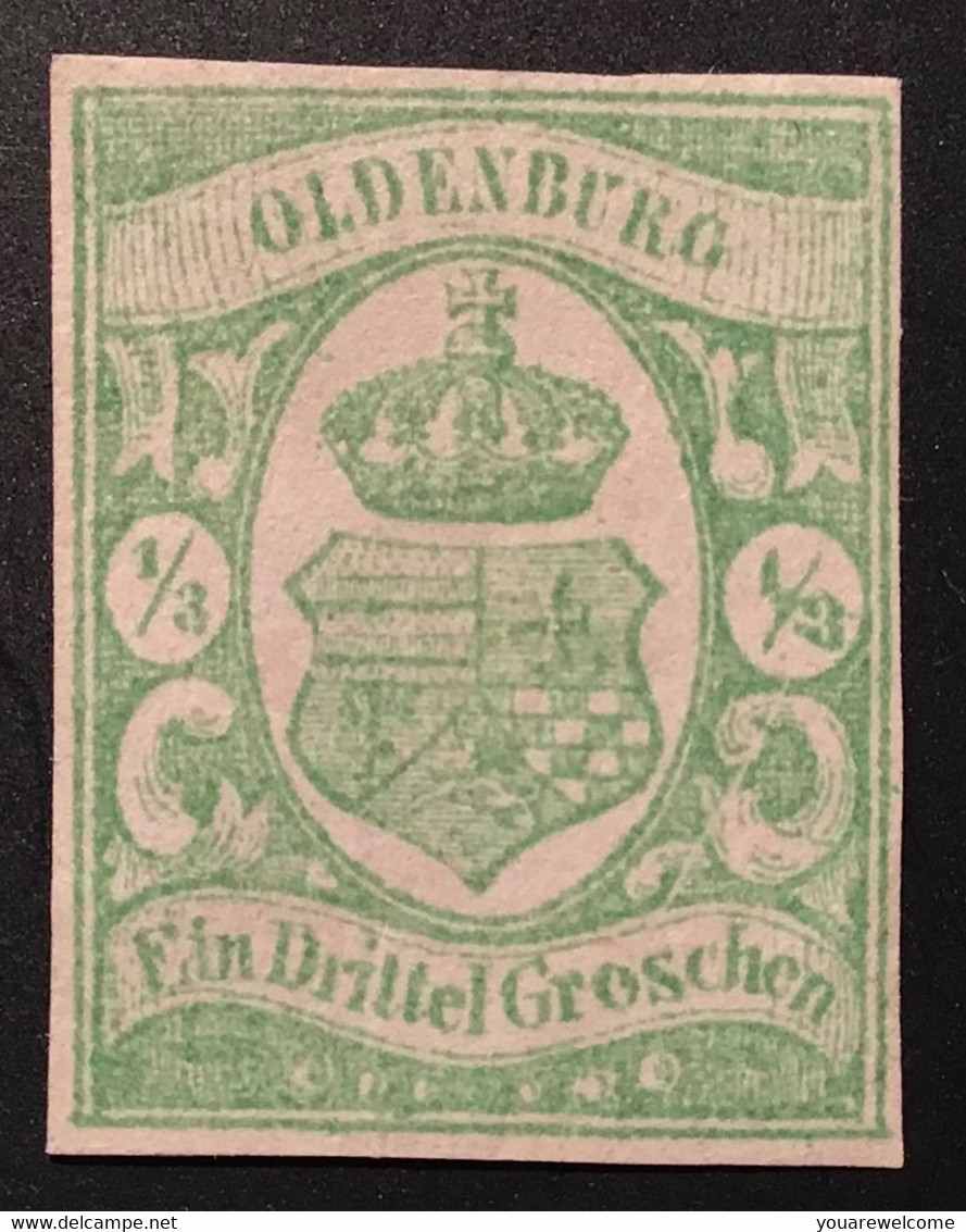 Oldenburg Mi 19a SELTENE ABART: 1861 1/3 Gr Blaugrün KB Stegmüller BPP (Oldenbourg - Oldenbourg
