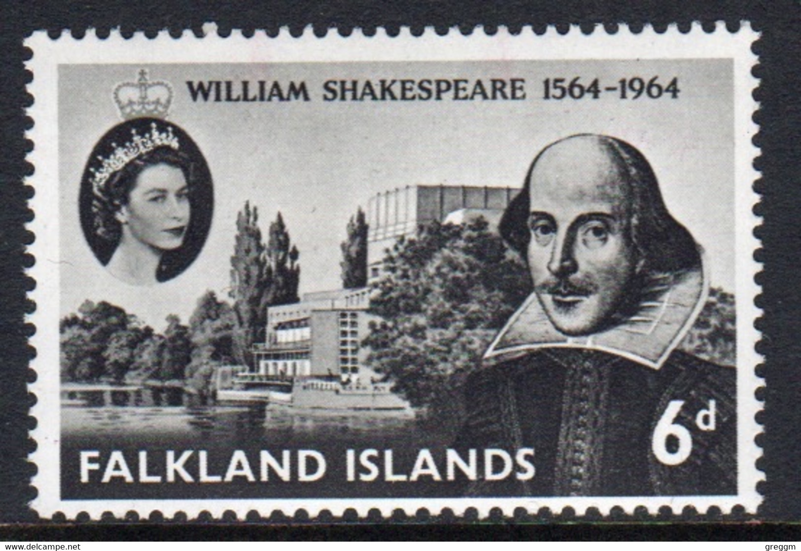 Falkland Islands 1964 Single 6d  Stamp Issued To Celebrate Shakespeare. - Falklandeilanden