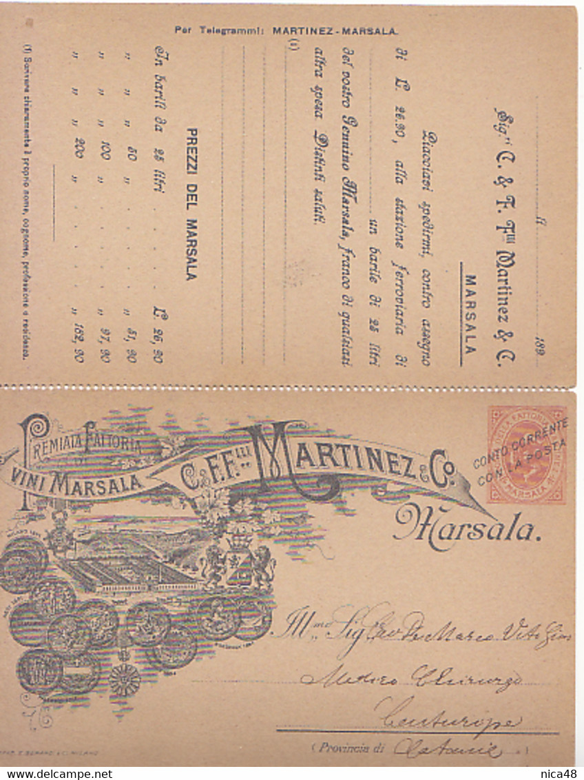 Cartolina Pubblicitaria Vini Marsala "Fratelli Martinez & Co MARSALA - Marsala