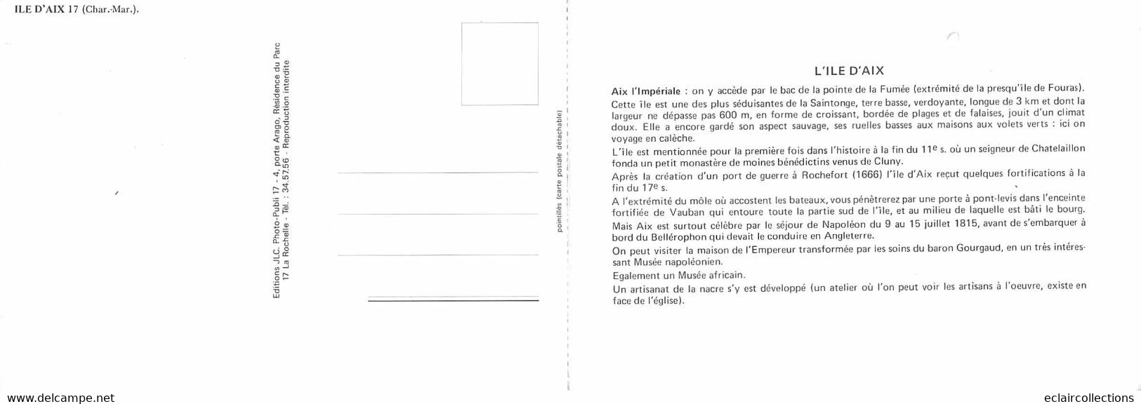 Ile D'Aix         17          Vue Générale De L'ile Avec Historique. Carte Double    10x15       (voir Scan) - Other & Unclassified