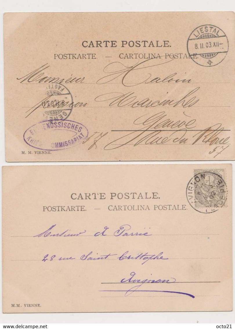 2cartes Fantaisie  M.M.VIENNE / Jeune Femme élégante Et Servante , Canne à Pêche , Bouquet De Fleurs - Non Classificati