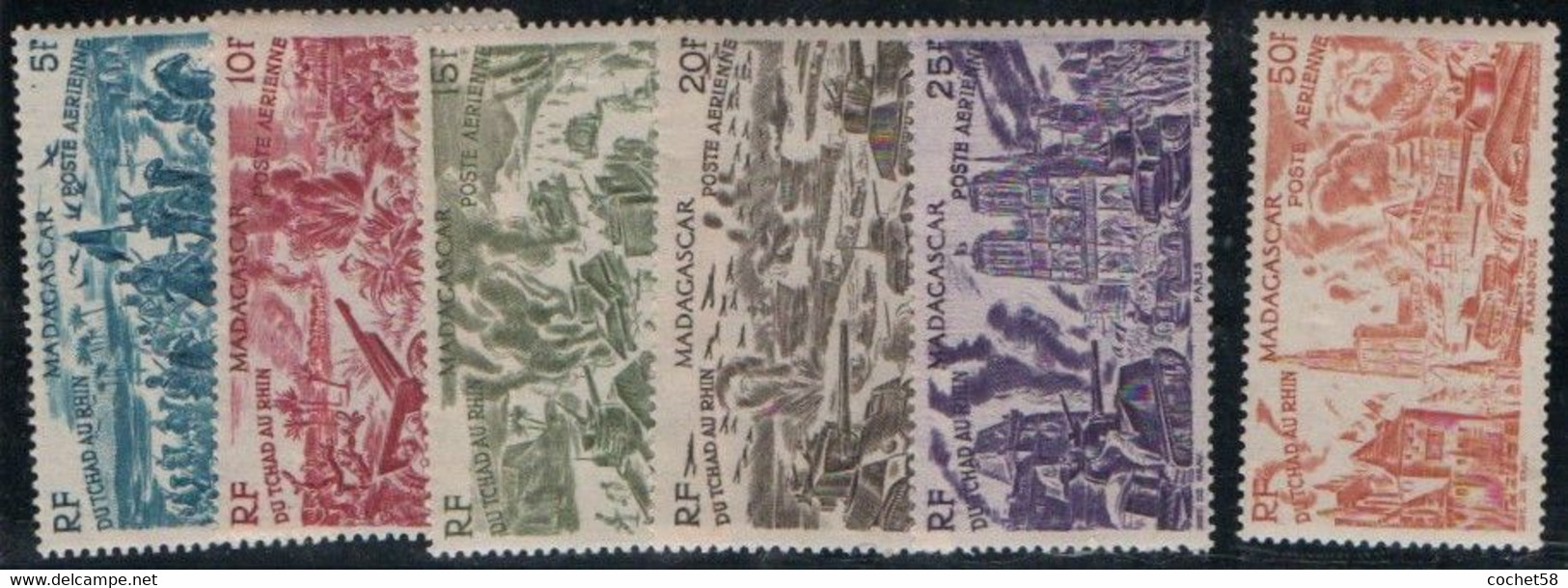 MADAGASCAR N° 66-71 P.a. (6v) - 1946 Tchad Au Rhin
