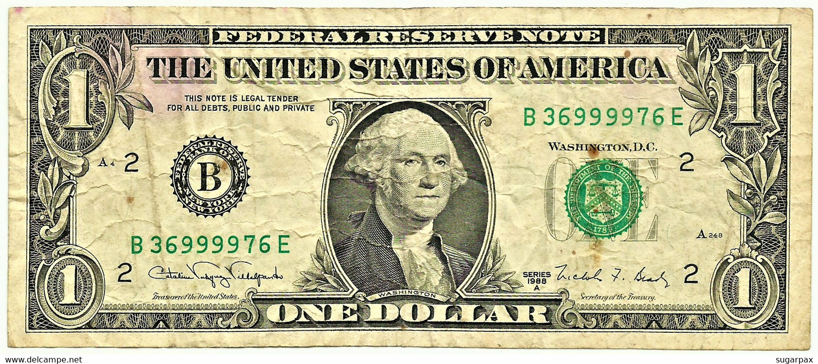 U. S. A. - 1 DOLLAR - 1988 A - Pick 480.b - (  B - 2 ) ( Bank Of New York - New York ) - Federal Reserve (1928-...)