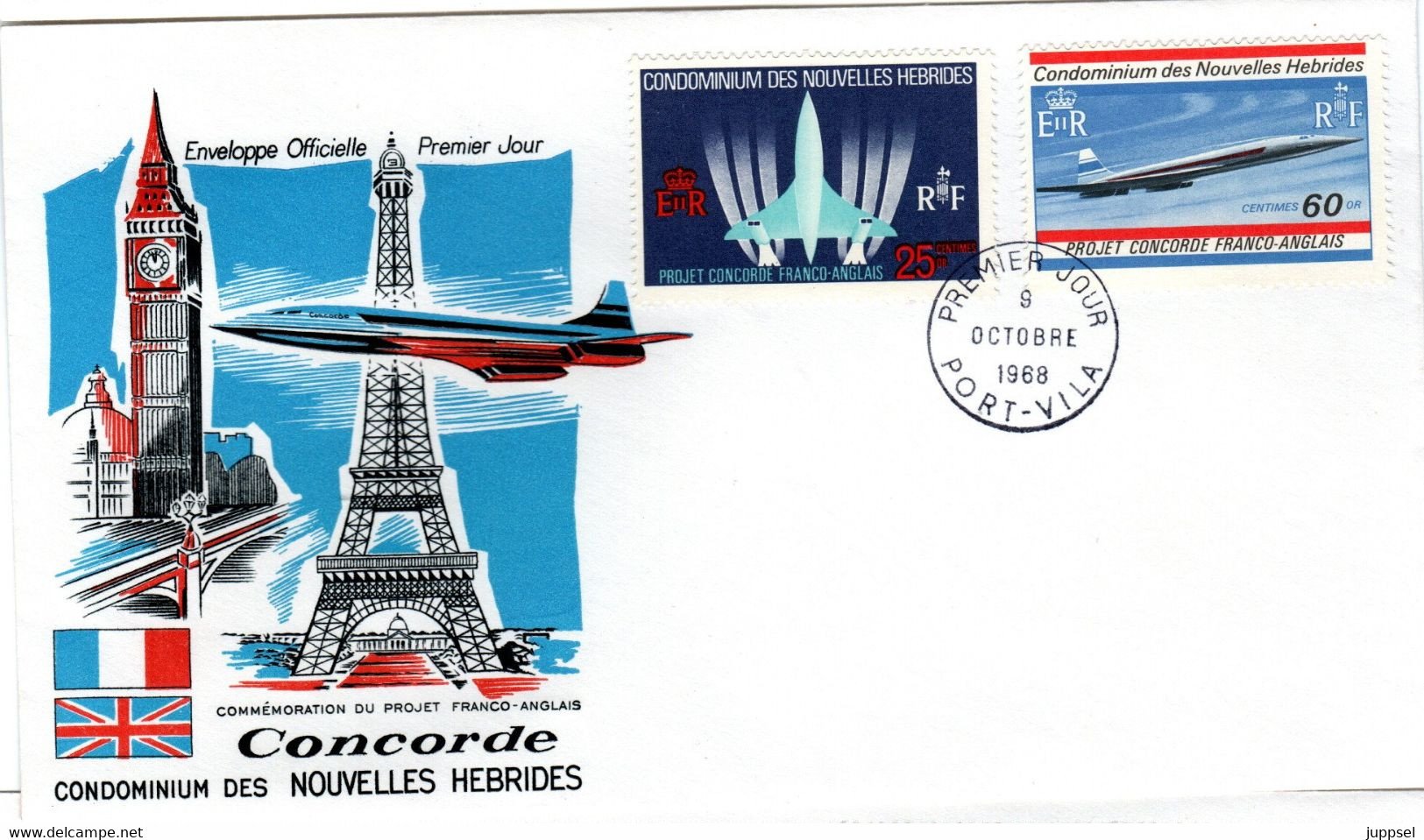 NEW HEBRIDES, FDC, Concorde   /   ÎLES HÉBRIDES  Nouveau, Lettre De Première Jour   1968 - FDC