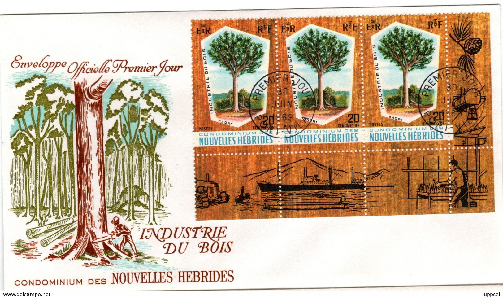 NEW HEBRIDES, FDC, Wood Industry    /   ÎLES HÉBRIDES  Nouveau, Lettre De Première Jour, Industrie Du Bois   1969 - FDC