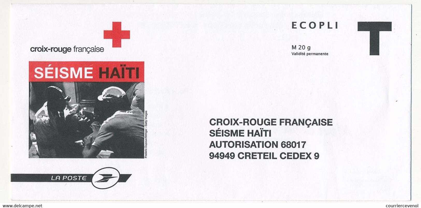 Enveloppe T écopli - Croix Rouge Française - Séisme D'Haiti - Cartas/Sobre De Respuesta T