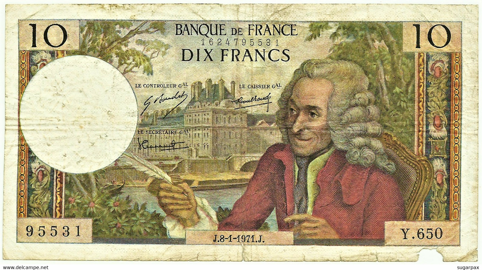 FRANCE - 10 Francs - 08.01.1971 - P 147.c - Serie Y.650 - Voltaire - 10 F 1963-1973 ''Voltaire''