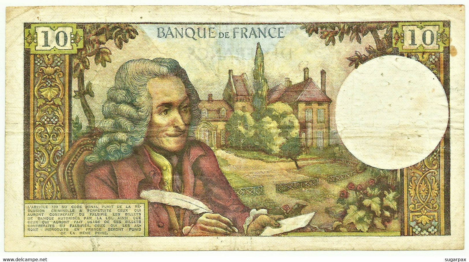 FRANCE - 10 Francs - 5.4.1973 - P 147.d - Serie Q.877 - Voltaire - 10 F 1963-1973 ''Voltaire''