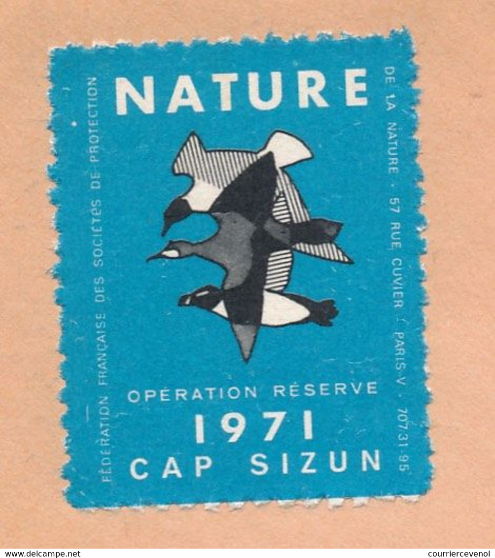 Vignette "NATURE Opération Réserve 1971 CAP SIZUN" Sur Env. Cachet Cerbère à Toulouse B - 1972 - 0,30 Cheffer - Lettres & Documents