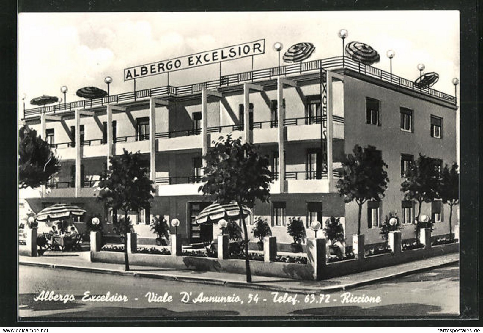 Cartolina Riccione, Albergo Excelsior, Viale D'Annunzio, 54 - Other & Unclassified