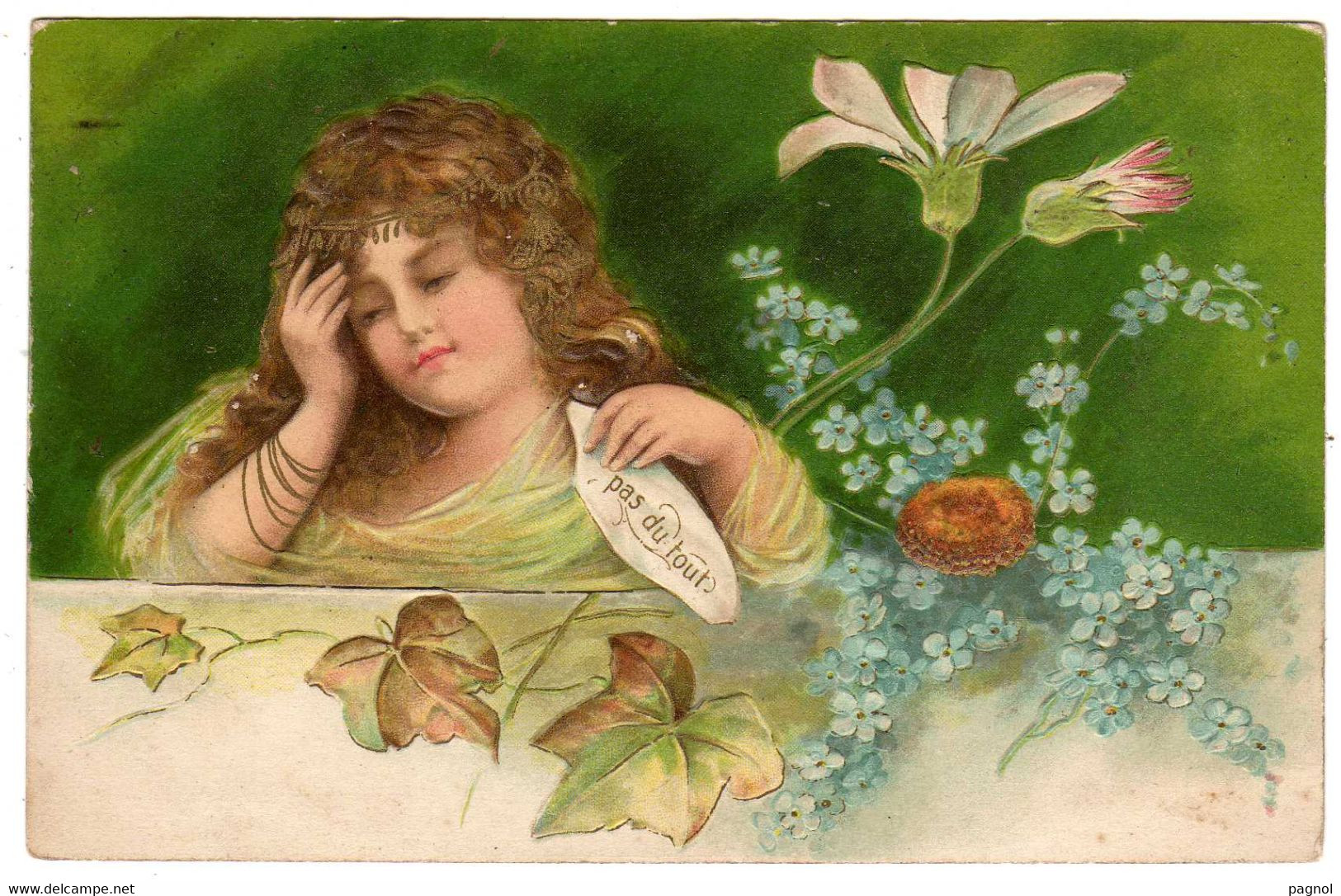 Fantaisies :  Enfant - Fleur Margueritte : Pas Du Tout... : Carte Gaufrée - Autres & Non Classés