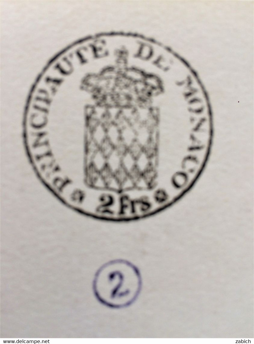 FISCAUX DE MONACO PAPIER TIMBRE 1945 BLASON 2FRS   FILIRANE LOUIS  II - Fiscale Zegels