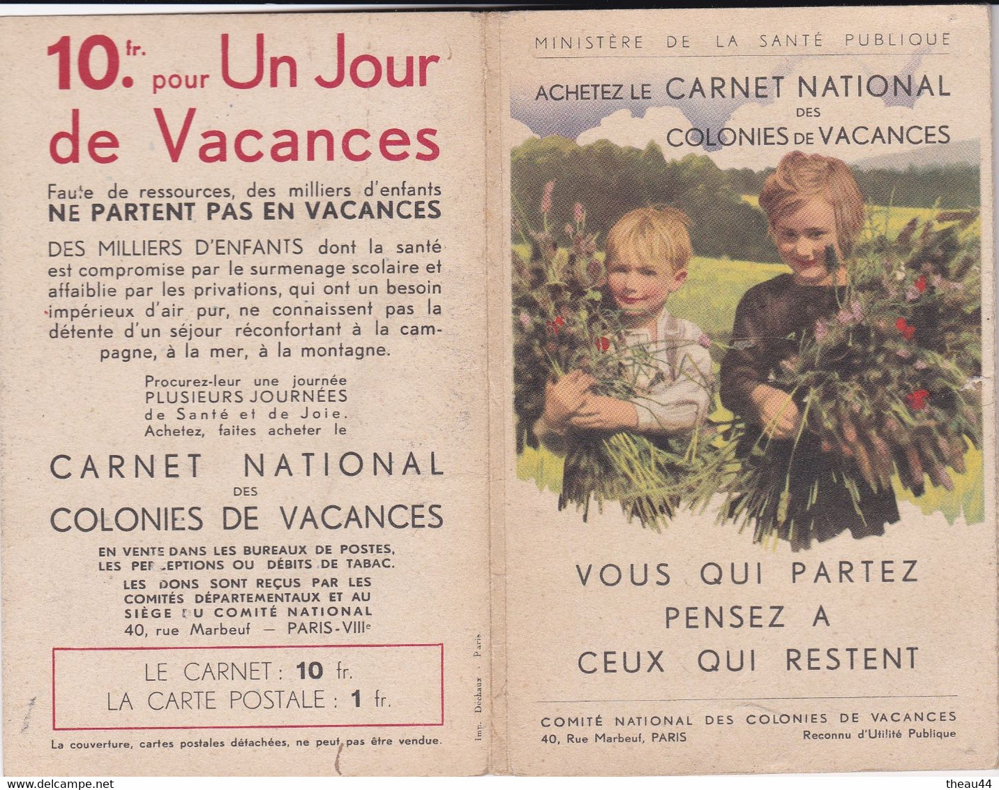 ¤¤  -   Illustrateur " Germaine BOURET "  -  10 Cartes Du Carnet National Des Colonies De Vacances   -  ¤¤ - Bouret, Germaine