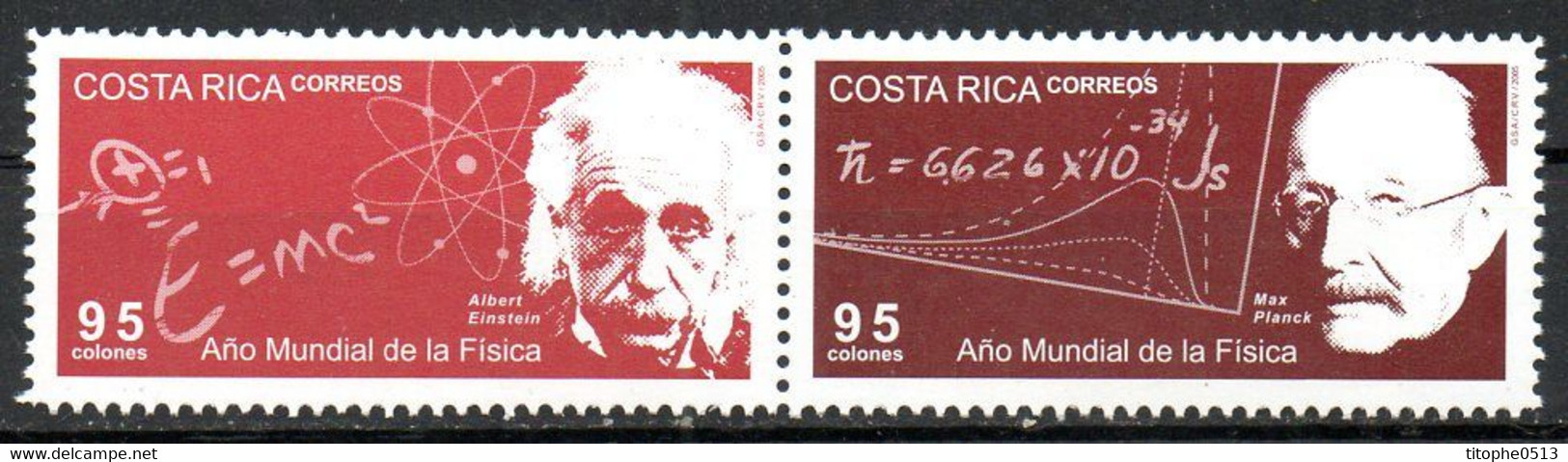 COSTA RICA. Timbres De 2005. Année Mondiale De La Physique/Einstein/Planck. - Albert Einstein