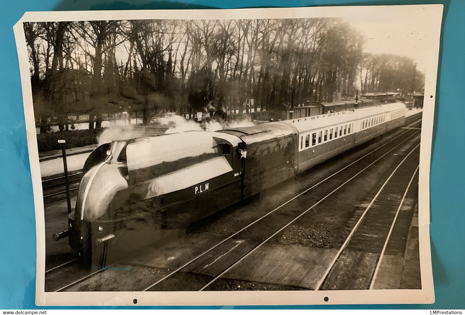 Train Aérodynamique PLM - Photo Locomotive Gare Laroche Migennes - 1935 - France Bourgogne Yonne 89 Avant SNCF - Trains