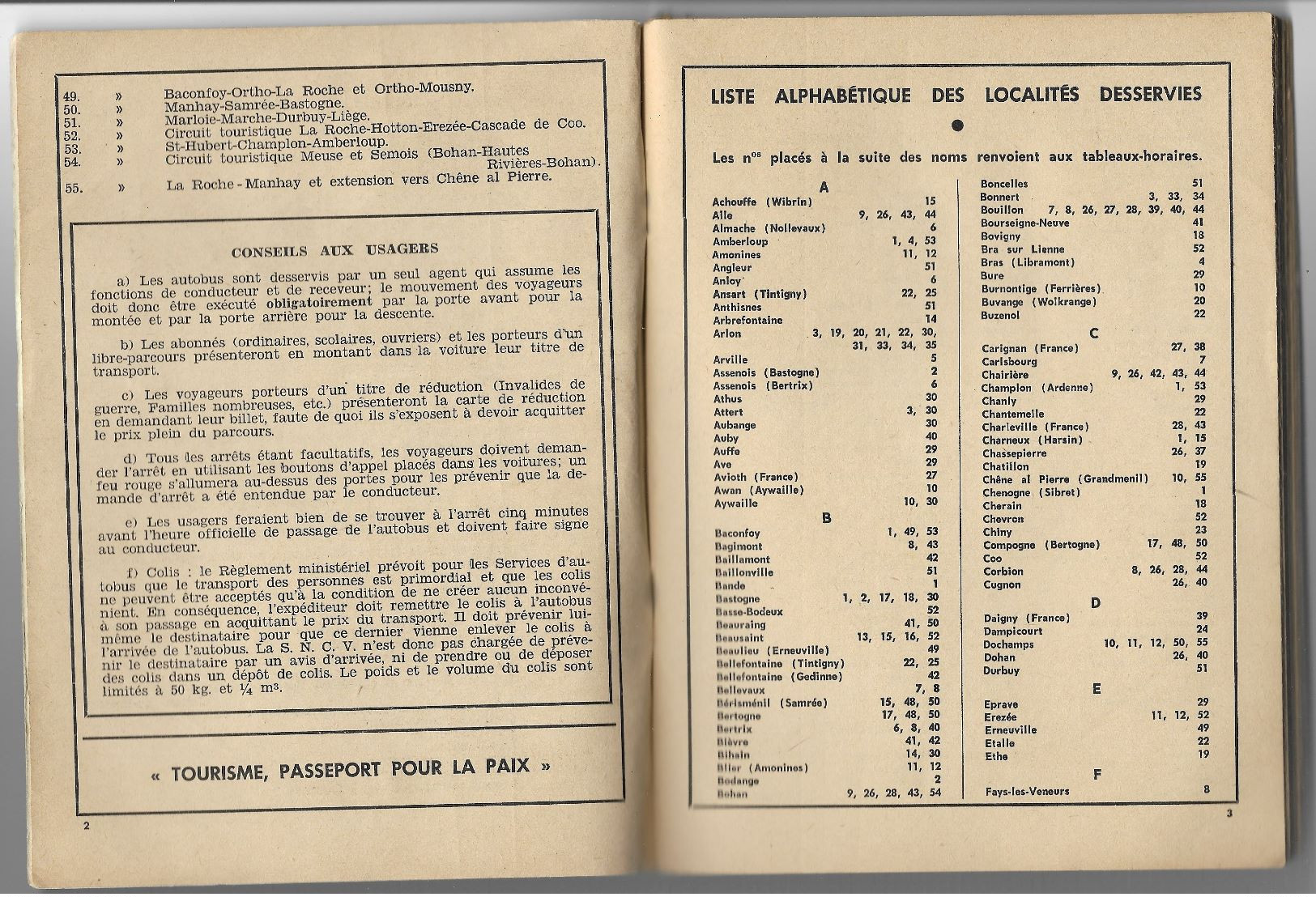 1967 - 1968 SNCV LIGNES DU GROUPE DU LUXEMBOURG BELGE CHEMINS DE FER VICINAUX LOCALITES DESSERVIES PUBLICITE ... - Ferrocarril & Tranvías