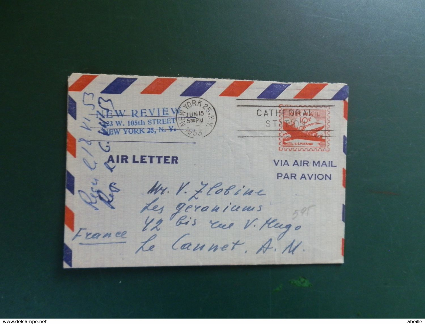 AEROGRAMME LOT 595: AEROGRAMME  USA OBL 1953 - Autres & Non Classés